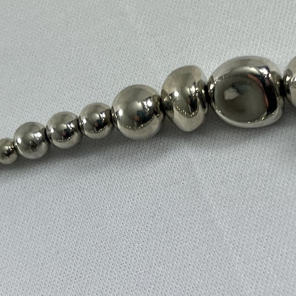 Chicos Silver Tone Beaded Necklace Rhinestones 22" Adjustable - Picture 6 of 11